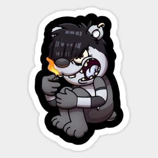 Goth Teddy Bear With Lighter Sticker